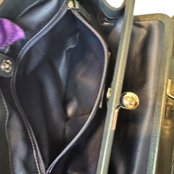 Coach Laura Spectator Lavender Leather Navy Details Satchel Shoulder Bag - Picture 6 of 11